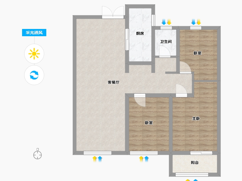 山东省-德州市-紫东苑-102.40-户型库-采光通风