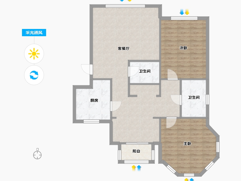 天津-天津市-凯兴天宝-95.50-户型库-采光通风