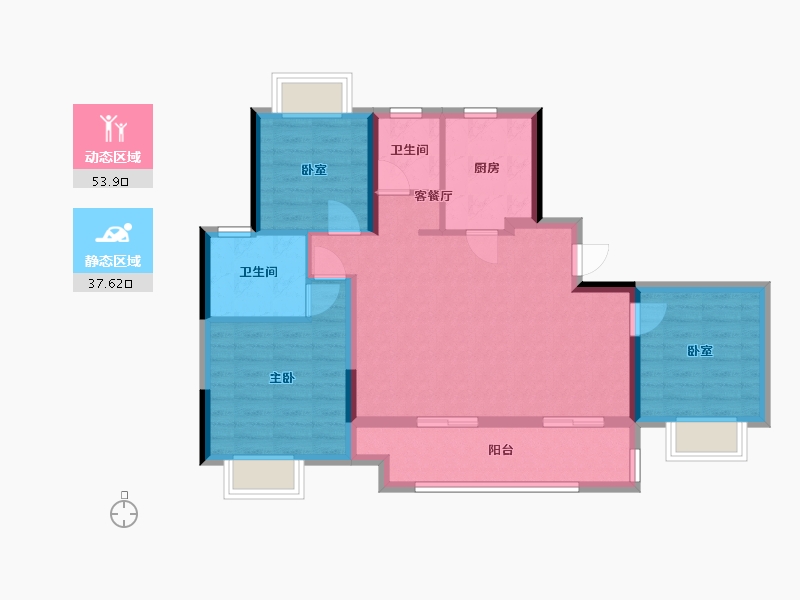 湖南省-衡阳市-华侨城原岸-102.40-户型库-动静分区