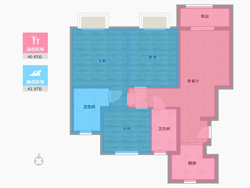 浙江省-宁波市-春风江南苑-73.60-户型库-动静分区