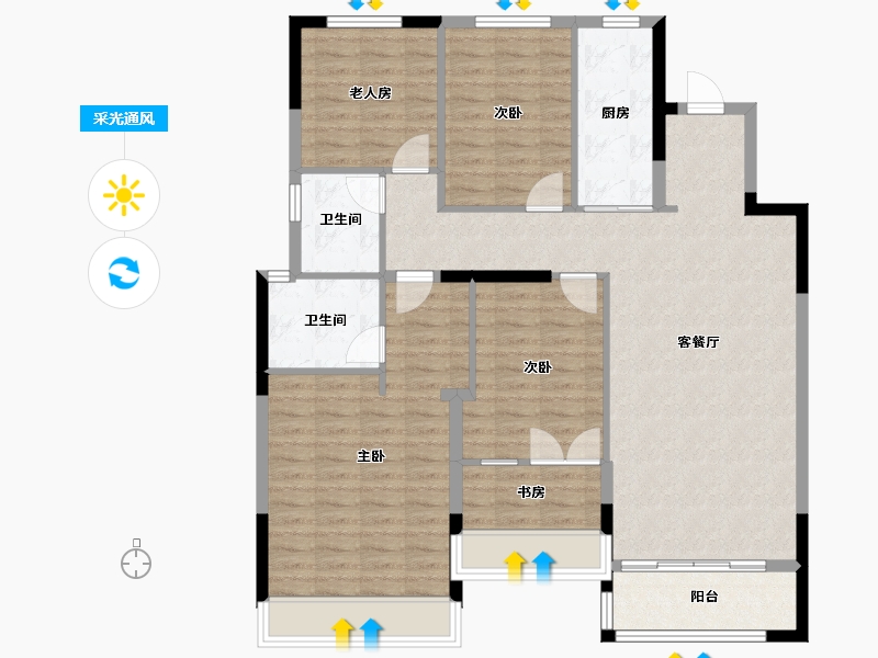 河南省-郑州市-保利锦悦和府-104.00-户型库-采光通风