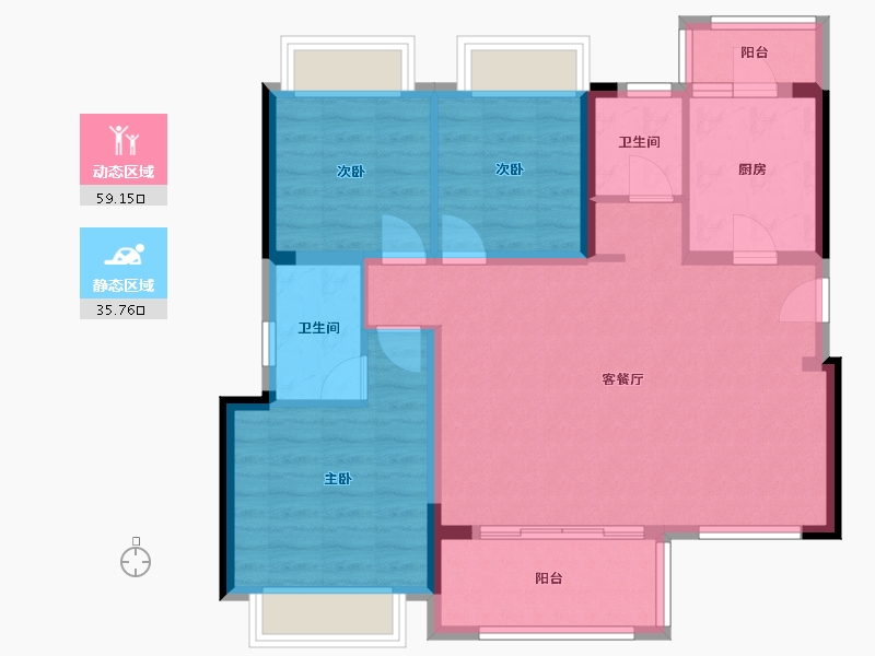 四川省-成都市-保利清江花园-89.00-户型库-动静分区