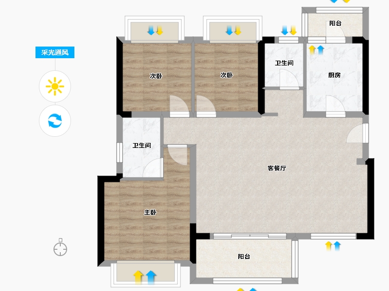 四川省-成都市-保利清江花园-89.00-户型库-采光通风