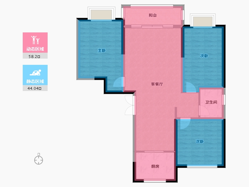 甘肃省-张掖市-金房裕园-92.00-户型库-动静分区