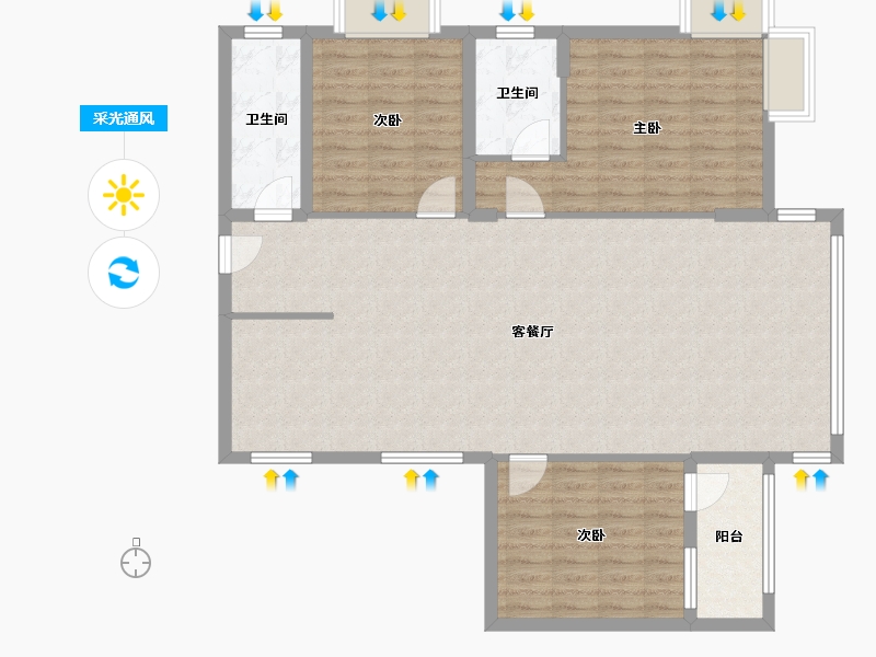 湖南省-常德市-富华花苑-126.00-户型库-采光通风