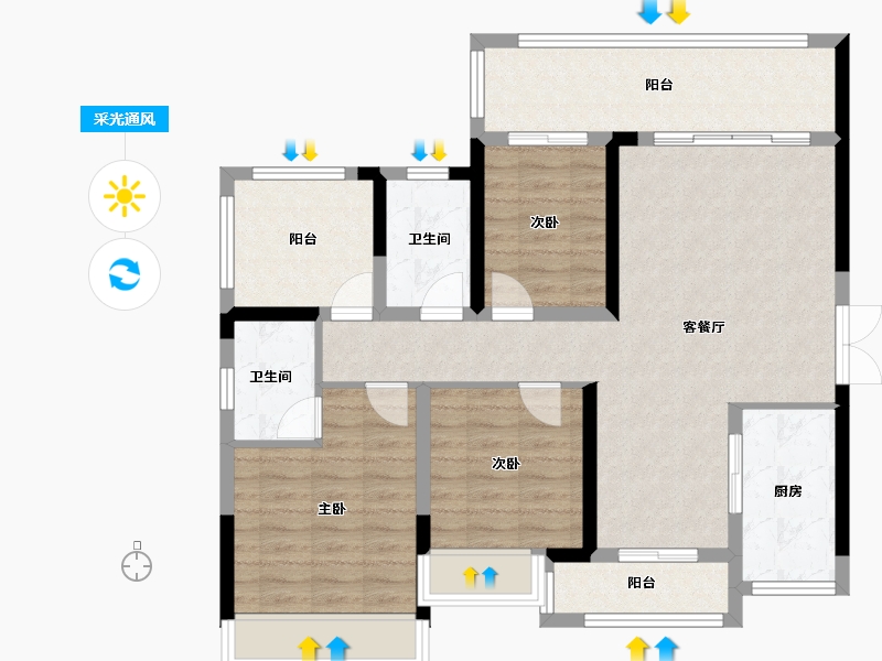 贵州省-毕节市-盛华天宸-96.00-户型库-采光通风