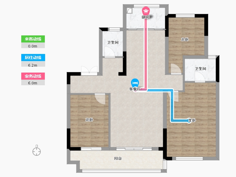 山东省-泰安市-文华里-95.20-户型库-动静线