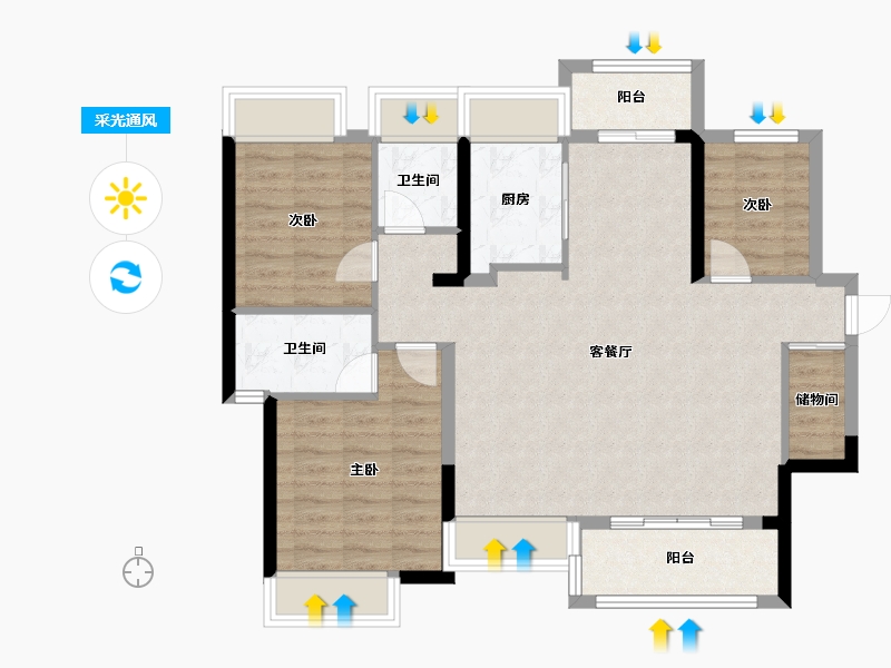 广东省-江门市-铁建城-98.40-户型库-采光通风