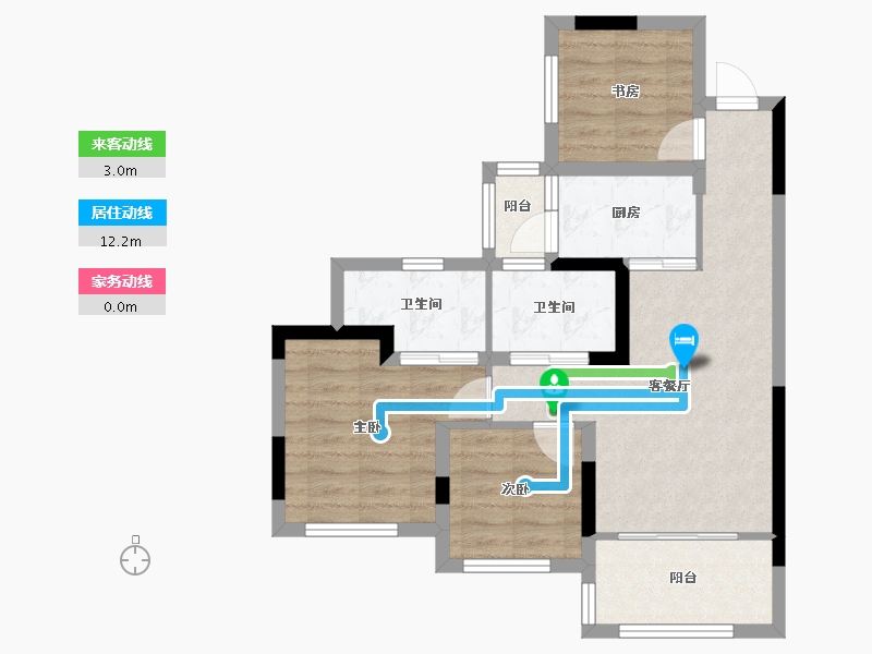 四川省-南充市-阳光白鹭洲-68.13-户型库-动静线