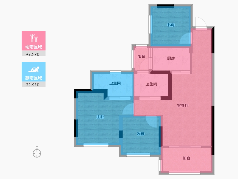 四川省-南充市-阳光白鹭洲-68.13-户型库-动静分区