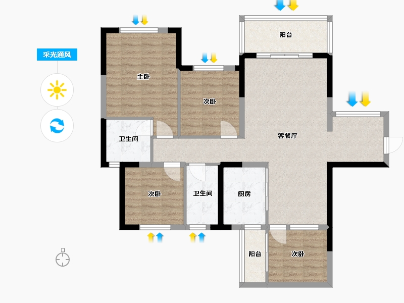 四川省-成都市-瀚城绿洲-85.41-户型库-采光通风