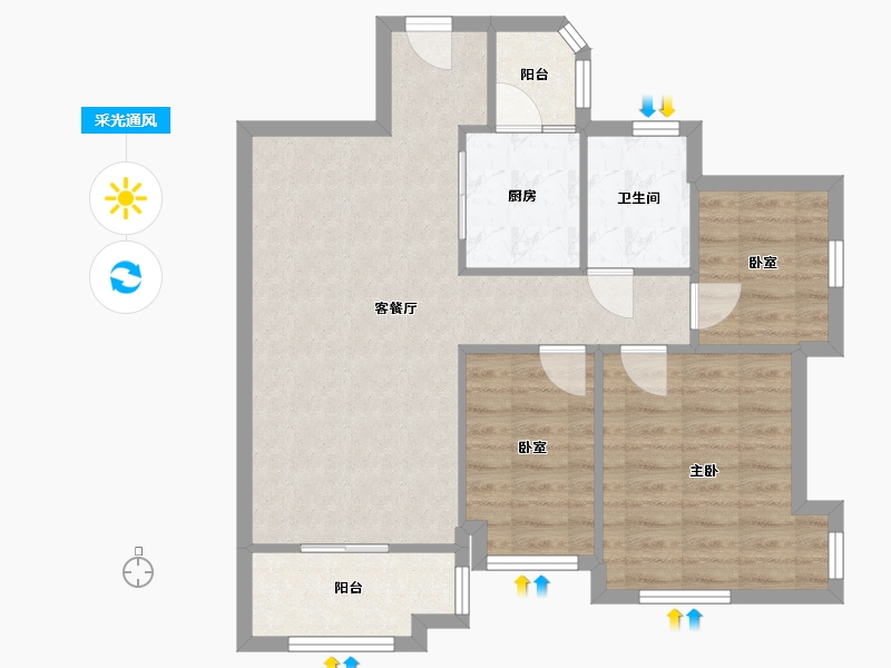 广东省-佛山市-中恒海晖花园-71.00-户型库-采光通风