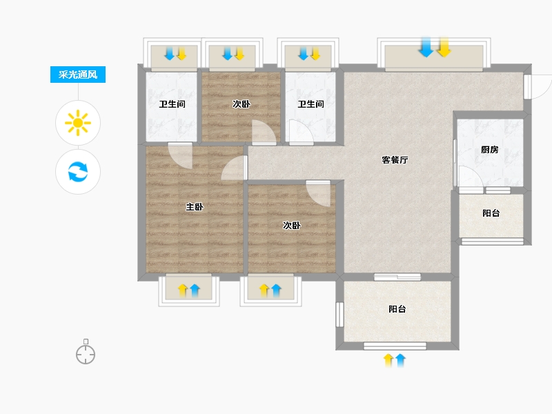 广东省-中山市-佛奥阳光花园-80.00-户型库-采光通风