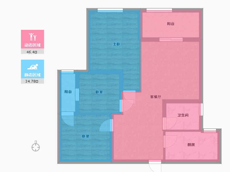 河南省-信阳市-中环荣域悦棠-73.02-户型库-动静分区