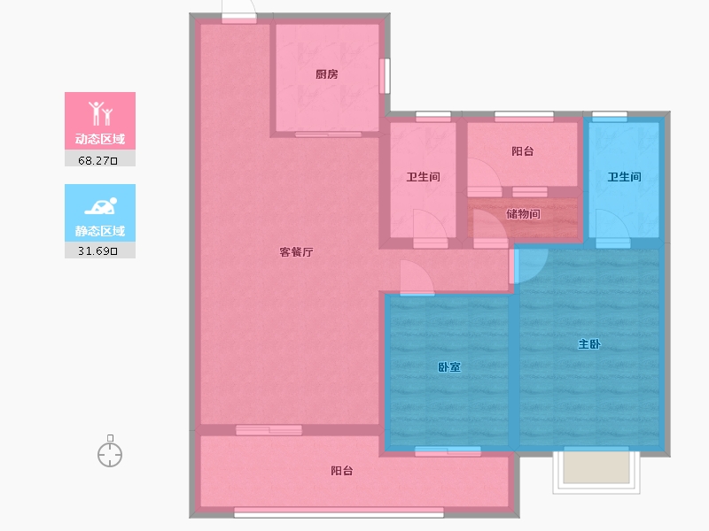 山东省-青岛市-中海半山云境-95.27-户型库-动静分区