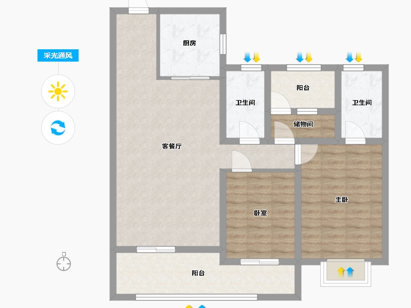 山东省-青岛市-中海半山云境-95.27-户型库-采光通风