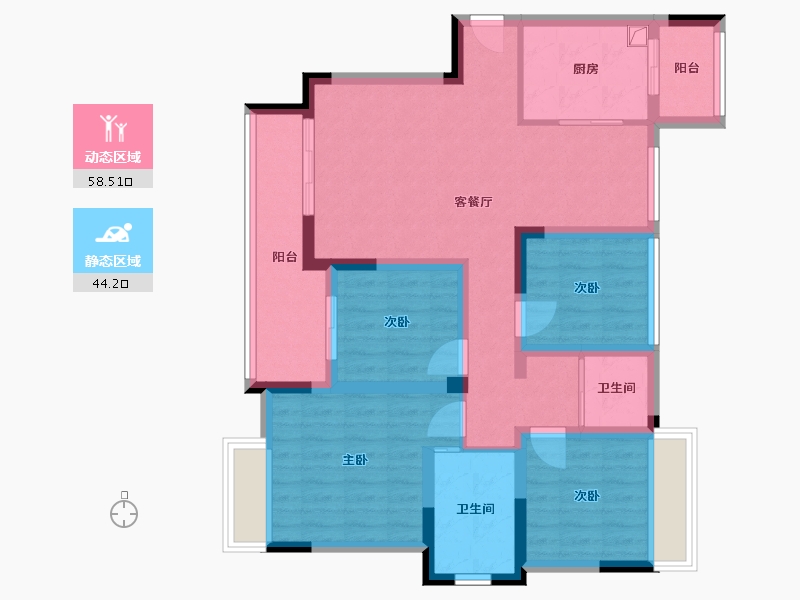 江苏省-无锡市-融创亚美利加-90.00-户型库-动静分区