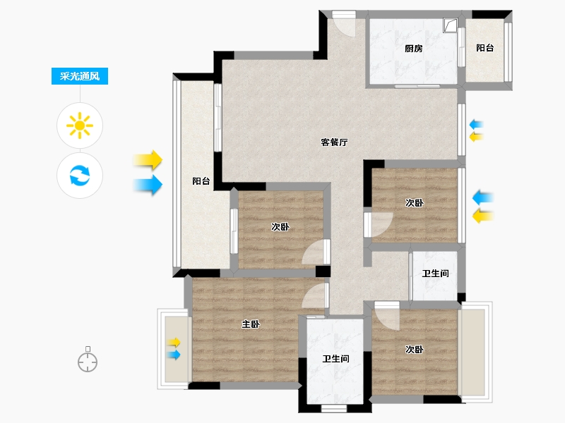 江苏省-无锡市-融创亚美利加-90.00-户型库-采光通风