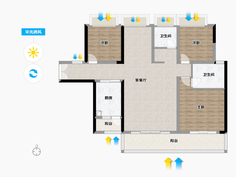 贵州省-六盘水市-聚然居-115.00-户型库-采光通风