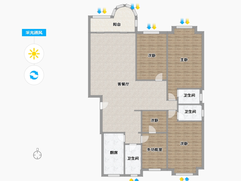 重庆-重庆市-鸳鸯花园-174.00-户型库-采光通风