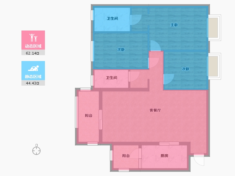 广东省-中山市-中盈壹英里-90.40-户型库-动静分区