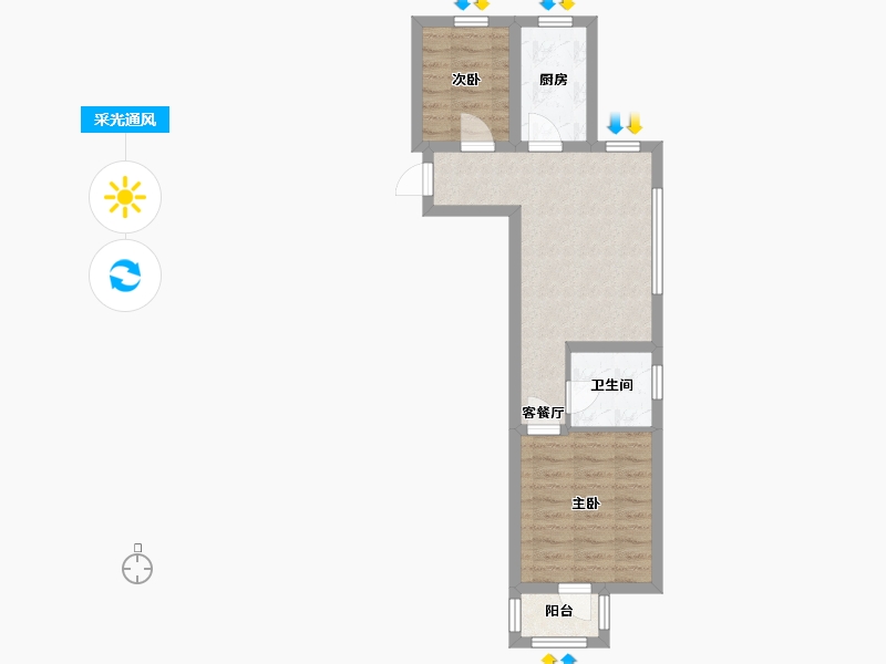 北京-北京市-望泉西里2区-49.98-户型库-采光通风