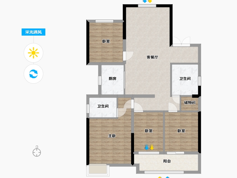 浙江省-温州市-瑞安市瑞祥天樾-107.00-户型库-采光通风