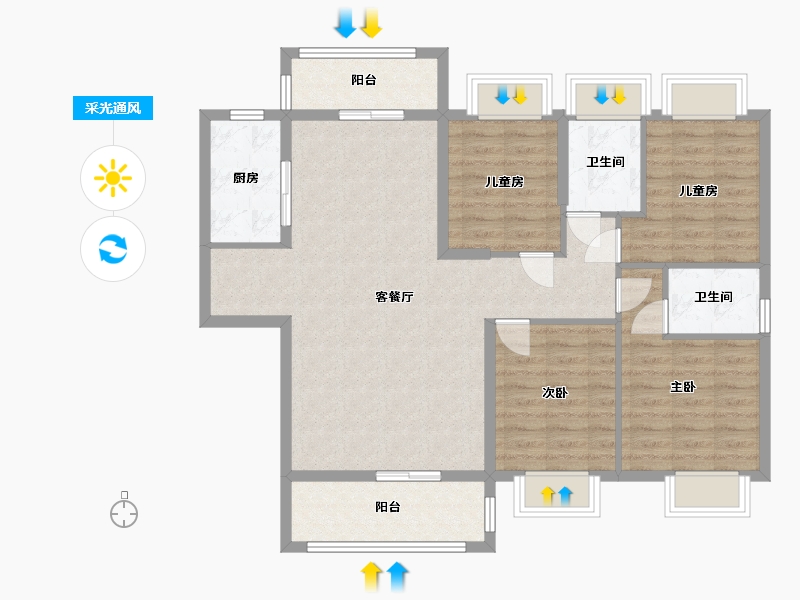 福建省-漳州市-碧桂园-102.40-户型库-采光通风