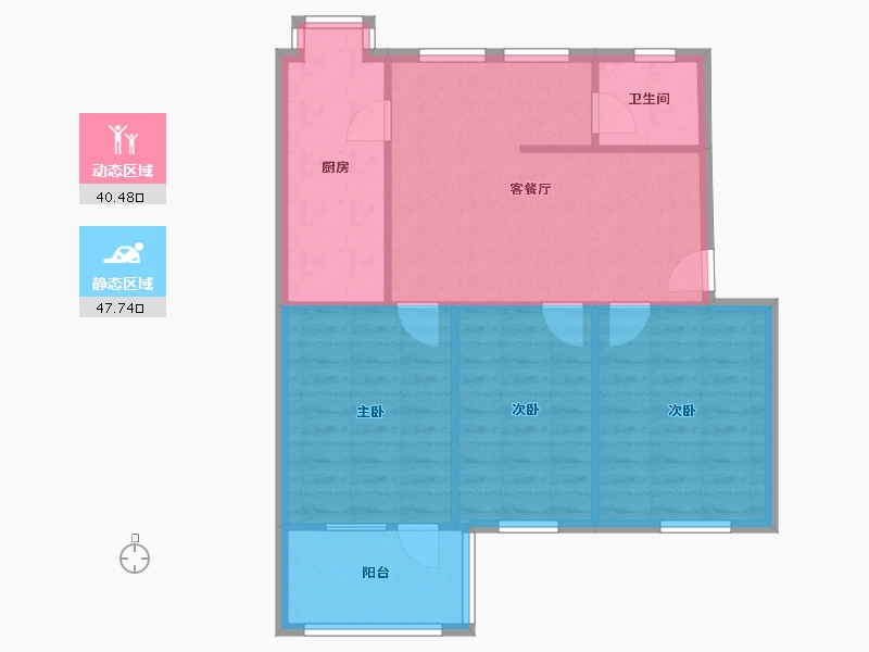 湖南省-长沙市-省少管所单位宿舍-80.00-户型库-动静分区