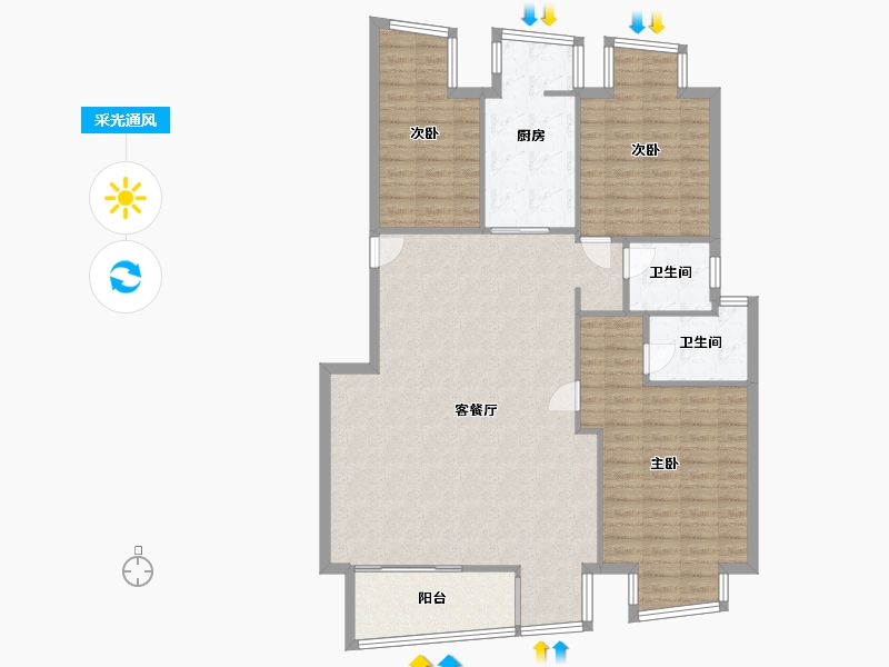 陕西省-西安市-就掌灯-136.00-户型库-采光通风