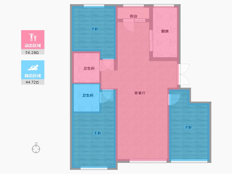 黑龙江省-哈尔滨市-鲁商悦未来-90.00-户型库-动静分区