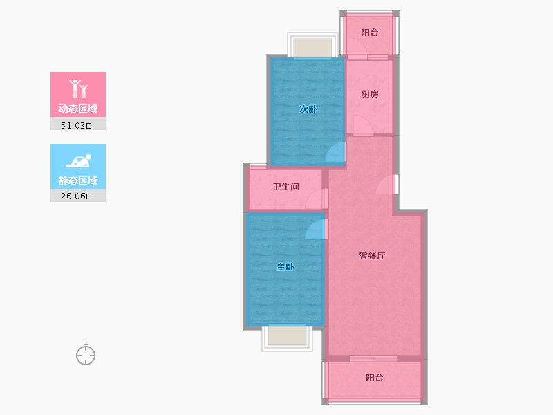 北京-北京市-绿色庄园-64.00-户型库-动静分区