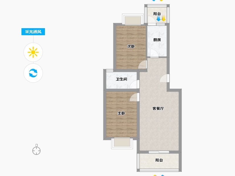 北京-北京市-绿色庄园-64.00-户型库-采光通风