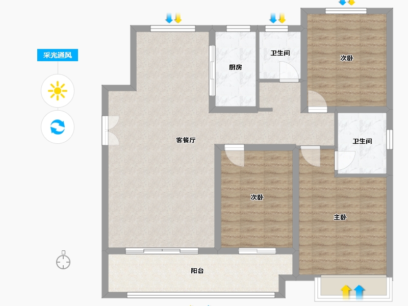 河南省-许昌市-信友天润府-108.72-户型库-采光通风