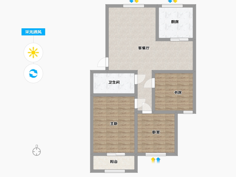 山东省-菏泽市-东方国际新城-83.60-户型库-采光通风