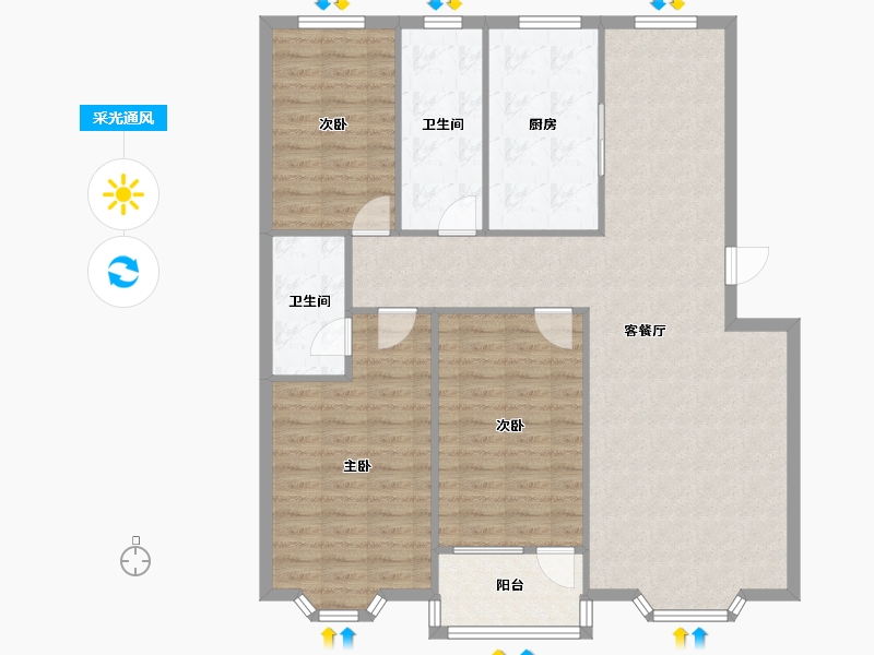 山东省-德州市-新城市花园-109.60-户型库-采光通风