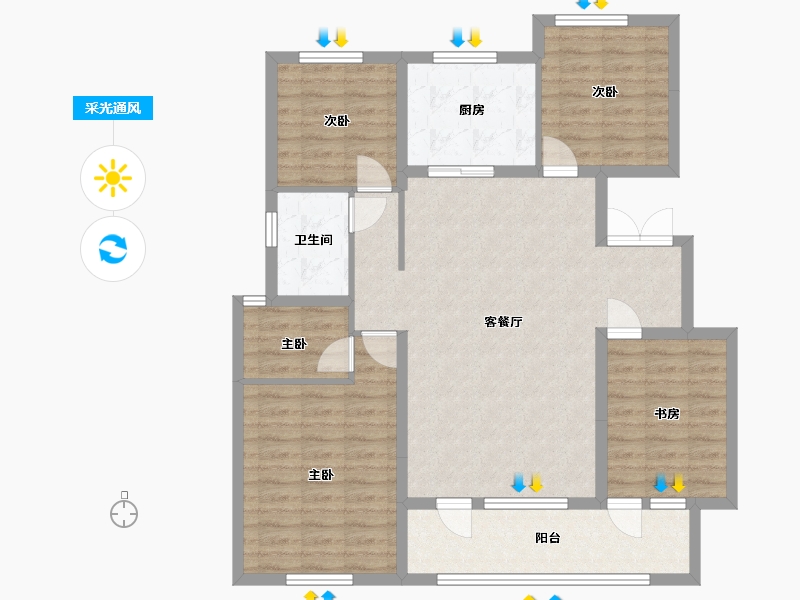 山东省-济宁市-中海城3区-115.22-户型库-采光通风