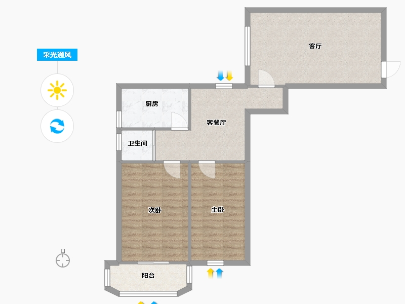 陕西省-西安市-东新商住大厦-77.60-户型库-采光通风