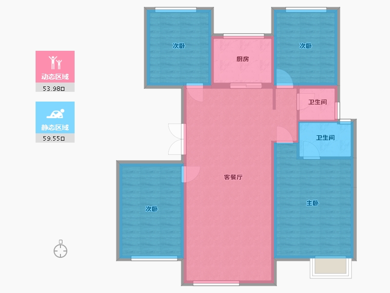 湖北省-荆门市-力宝铂金府-101.60-户型库-动静分区