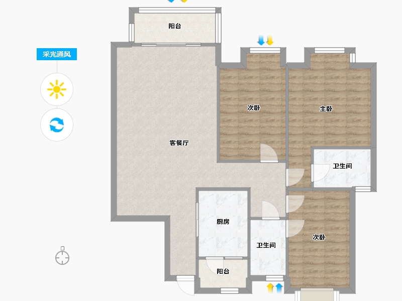 贵州省-贵阳市-地矿新庄-101.78-户型库-采光通风