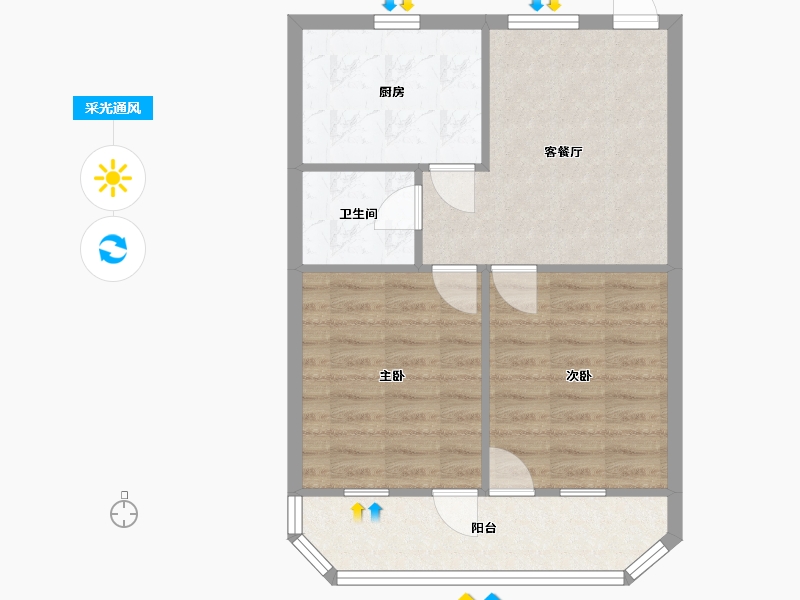 福建省-福州市-琴亭小区-61.42-户型库-采光通风