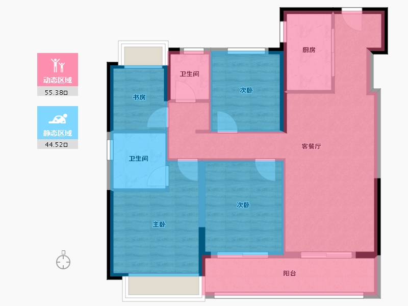 江苏省-南京市-山和九著府-89.60-户型库-动静分区