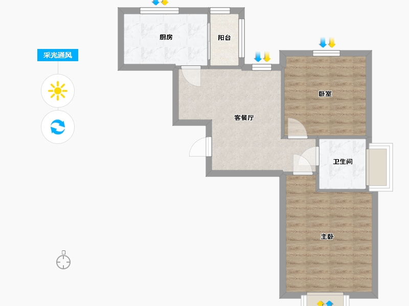 天津-天津市-汇康园-64.00-户型库-采光通风