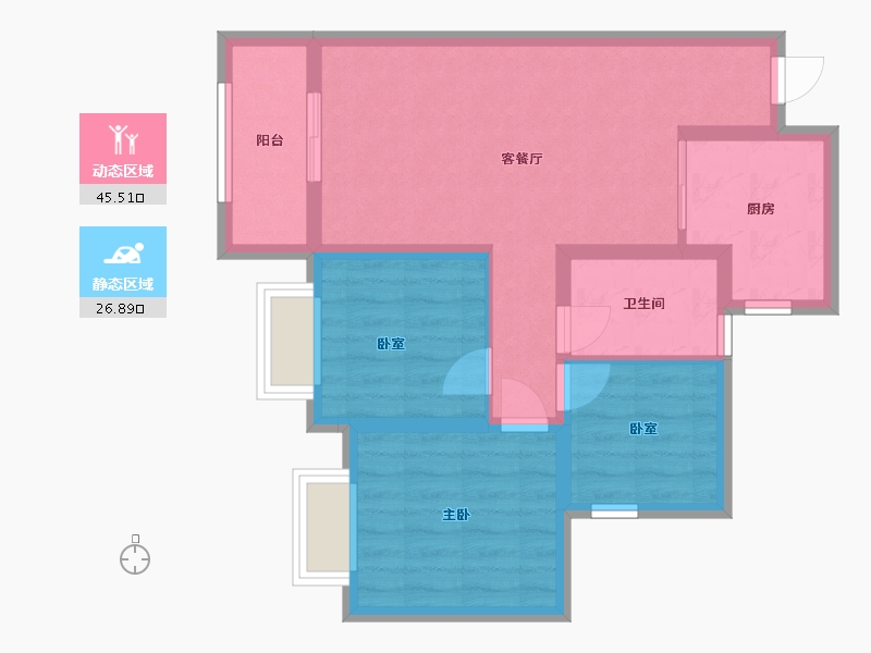 四川省-内江市-万晟清溪樾-68.10-户型库-动静分区