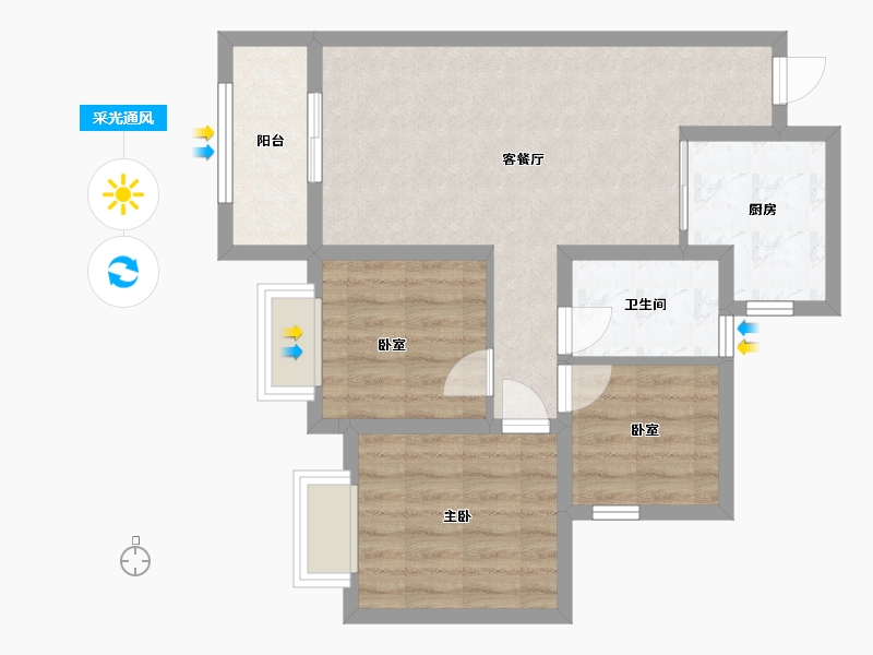 四川省-内江市-万晟清溪樾-68.10-户型库-采光通风