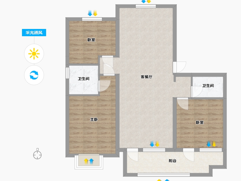 山东省-临沂市-香墅湾-100.80-户型库-采光通风