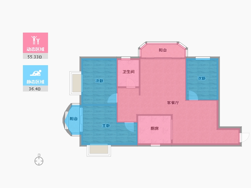 北京-北京市-华腾园-87.20-户型库-动静分区