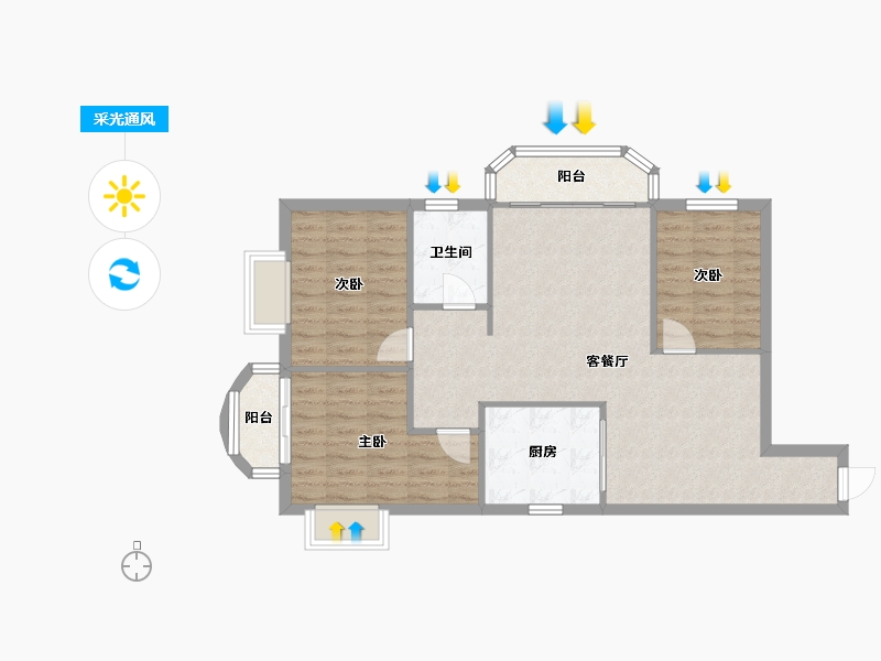 北京-北京市-华腾园-87.20-户型库-采光通风