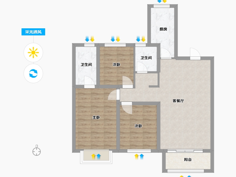 河北省-沧州市-金狮国际-103.00-户型库-采光通风