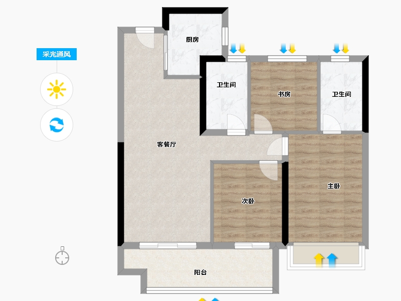 河南省-郑州市-正弘98-78.40-户型库-采光通风